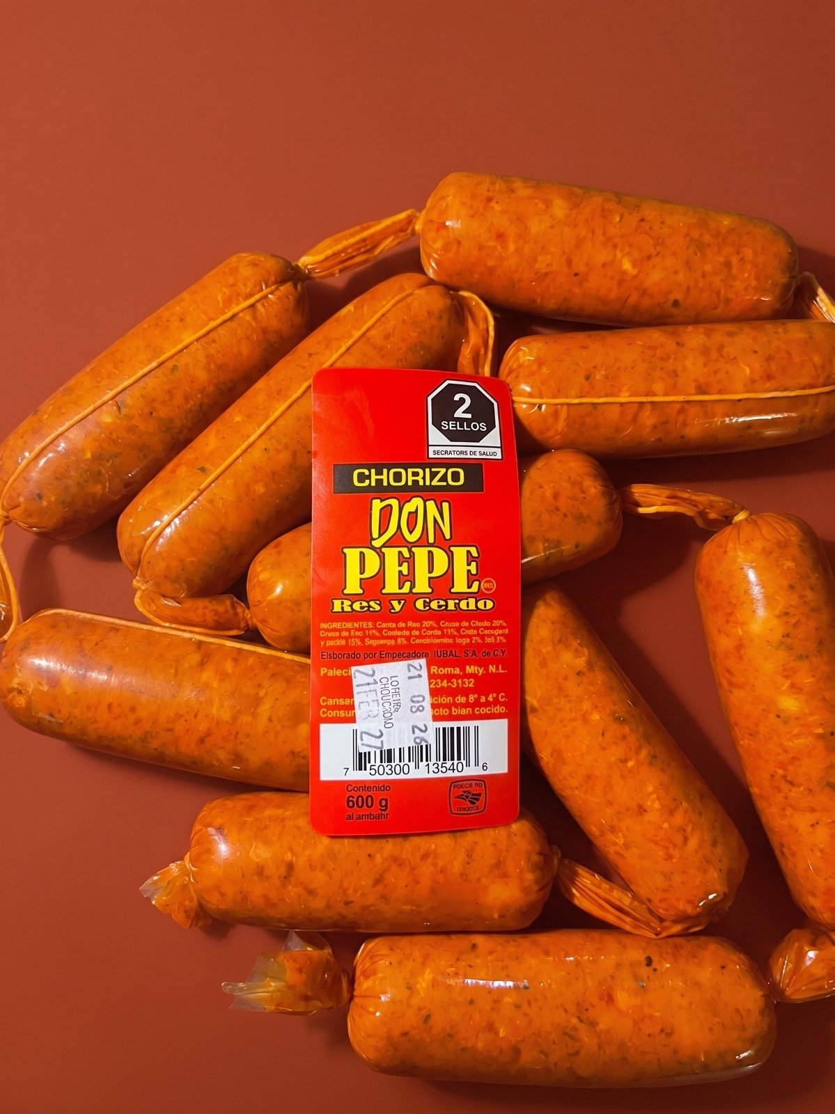 Chorizo Don Pepe, res y cerdo, presentación en ristra